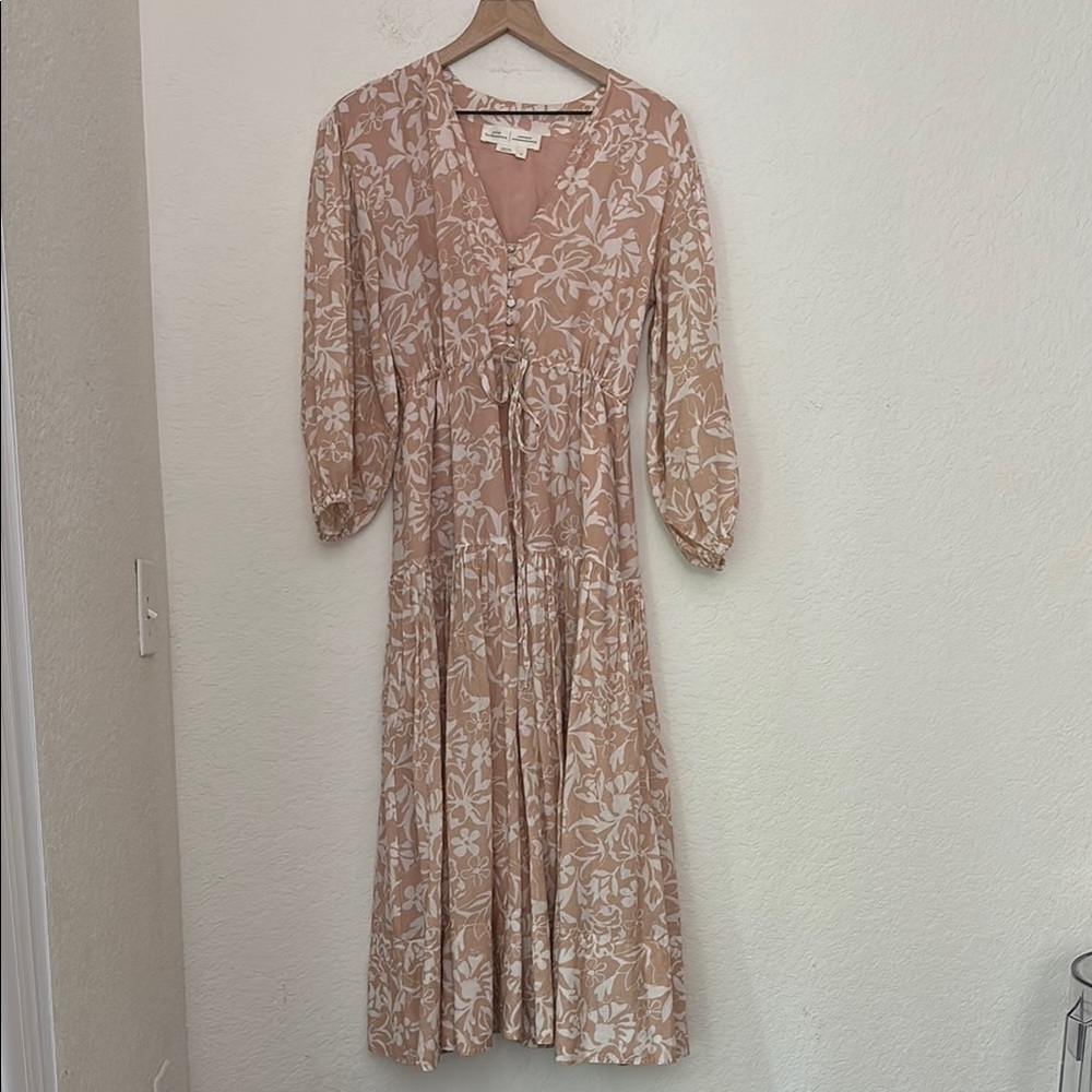 Erin Fetherston for Anthropologie floral pink boho maxi dress size small